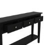 Large Narrow Console Table in Black Wood with Drawers - Elms