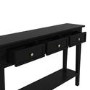 Large Narrow Black Wood Console Table with Drawers - Elms