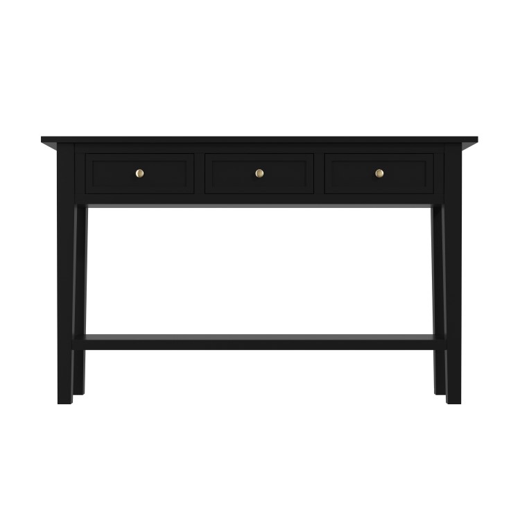 Large Narrow Black Wood Console Table with Drawers - Elms