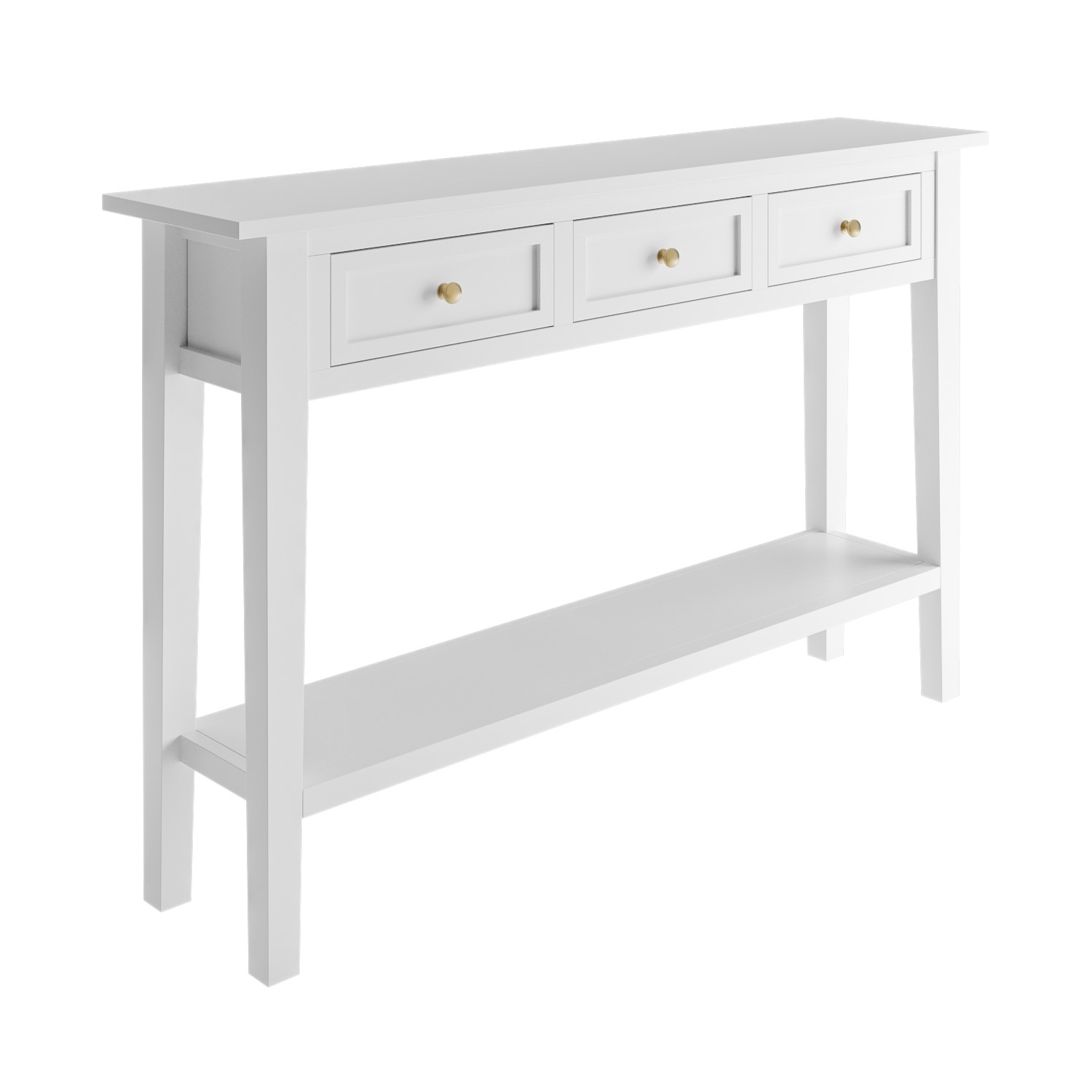 Large Narrow White Wood Console Table