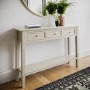 Large Narrow Beige Wood Console Table with Drawers - Elms