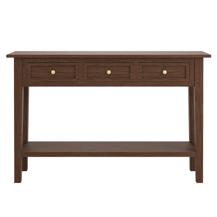 Large Narrow Walnut Console Table with Drawers - Elms