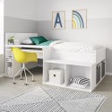 ELN001 White Cabin Bed with Desk and Storage - Ellison