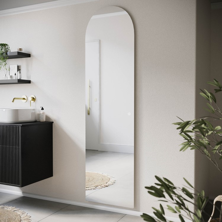 GRADE A1 - Arched Backlit Heated Tall Bathroom Mirror with Lights 500 x 1800mm - Elod