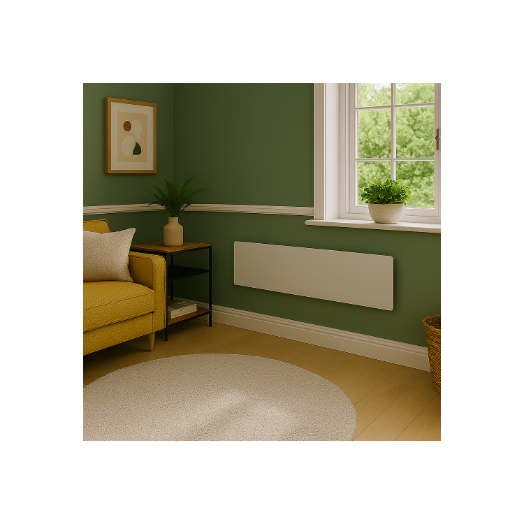 electriQ 750W Smart Slim Gloss White Glass Panel Heater Wall Mounted or Skirting Fitted Bathroom Safe Energy Efficient