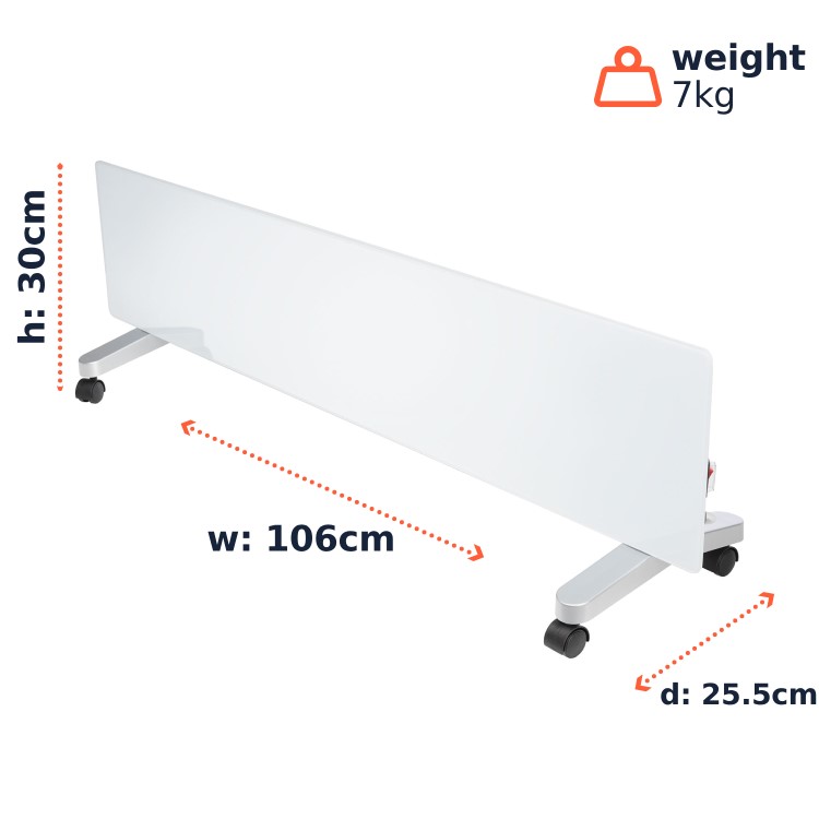 GRADE A1 - electriQ 750W Smart Designer Slim Glass Panel Heater - Wall Mountable & Bathroom Safe - White