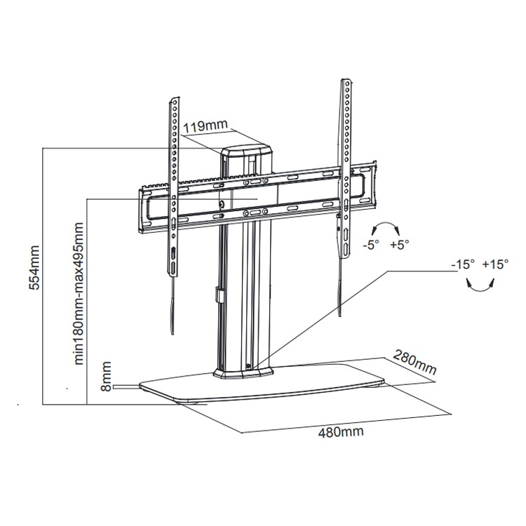 Ex Display - electriQ Table Top TV Pedestal Stand for TVs up to 65" with VESA upto 600 x 400
