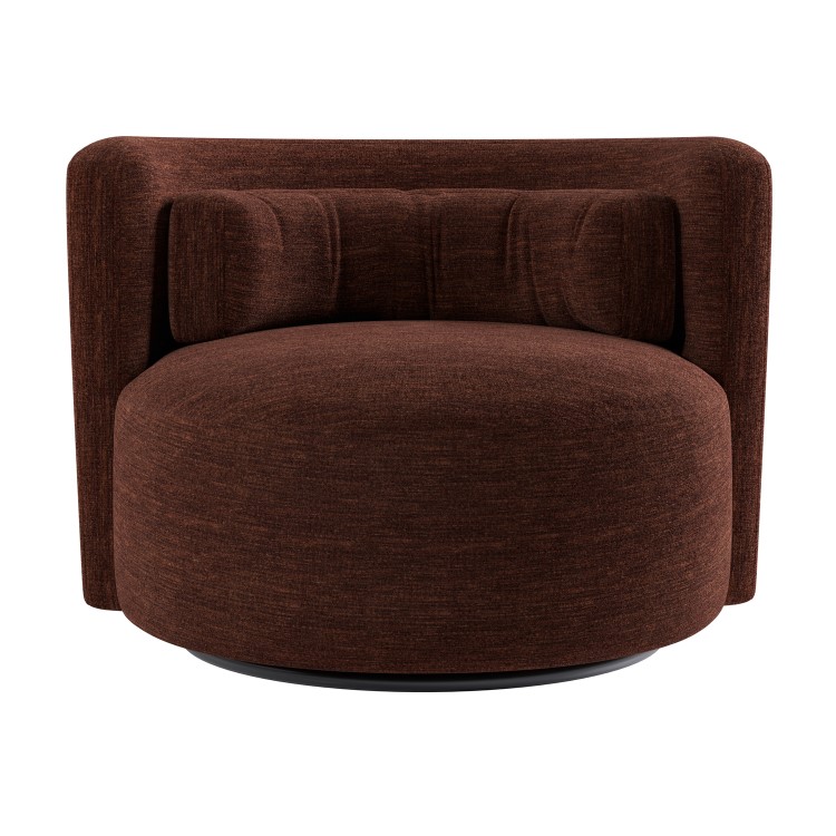 Berry Brown Chenille Swivel Love Seat - Elara
