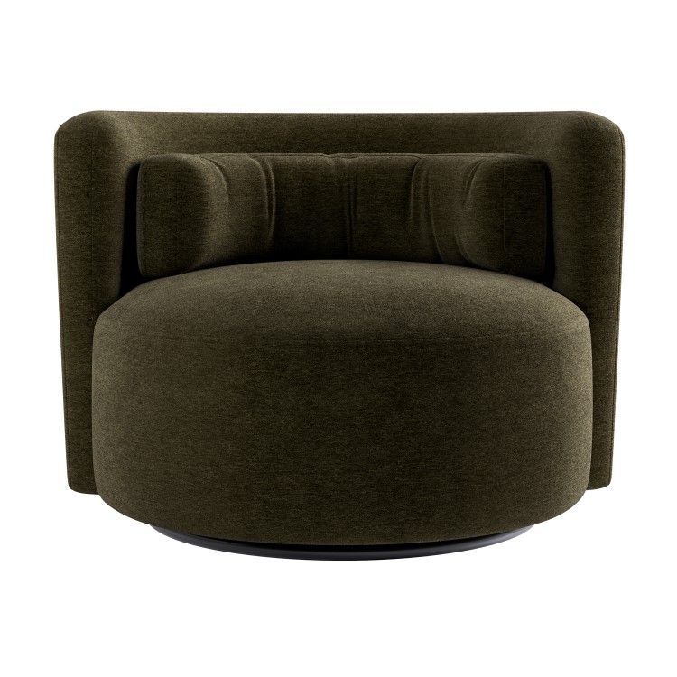 Green Chenille Swivel Love Seat - Elara
