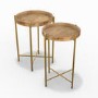 Set of 2 Wooden Side Table with Gold Legs - Elis