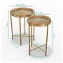 Set of 2 Wooden Side Table with Gold Legs - Elis