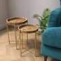 Set of 2 Wooden Side Table with Gold Legs - Elis