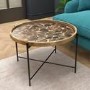 Round Coffee Table - Wood & Black Metal
