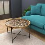 Round Coffee Table - Wood & Black Metal