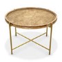 Round Wooden Coffee Table with Gold Metal Legs - Elis