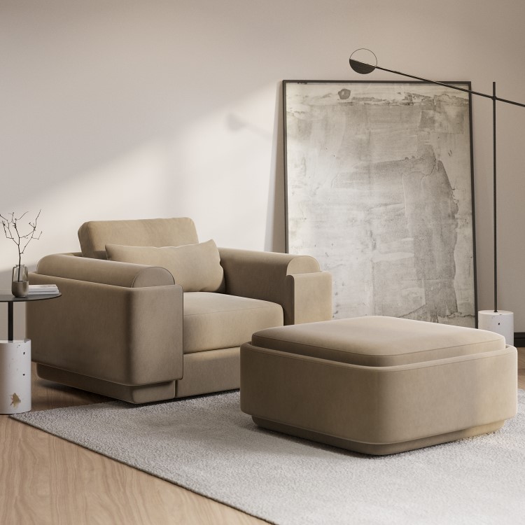 Mink Velvet Armchair - Elvi