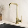 Brushed Brass Single Lever Monobloc Kitchen Mixer Tap - Enza Elwood