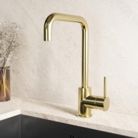 Brushed Brass Single Lever Monobloc Kitchen Mixer Tap - Enza Elwood