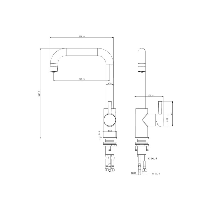 Pronto Elwood Single Lever Filter Water Kitchen Tap - Matt Black