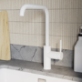 Single Lever White Monobloc Kitchen Sink Mixer Tap - Elwood