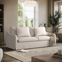 Cream Woven Fabric 3-Seater Slipcover Sofa - Eliza