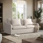 Cream Woven Fabric 3-Seater Slipcover Sofa - Eliza