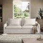 Cream Woven Fabric 3-Seater Slipcover Sofa - Eliza