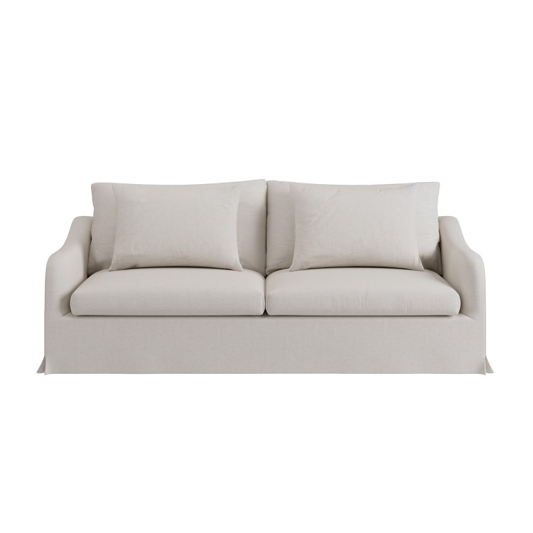 Cream Woven Fabric 3-Seater Slipcover Sofa - Eliza