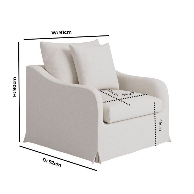 Cream Woven Fabric Slipcover Armchair - Eliza