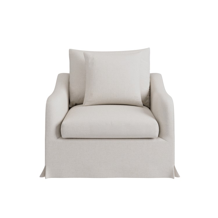 Cream Woven Fabric Slipcover Armchair - Eliza