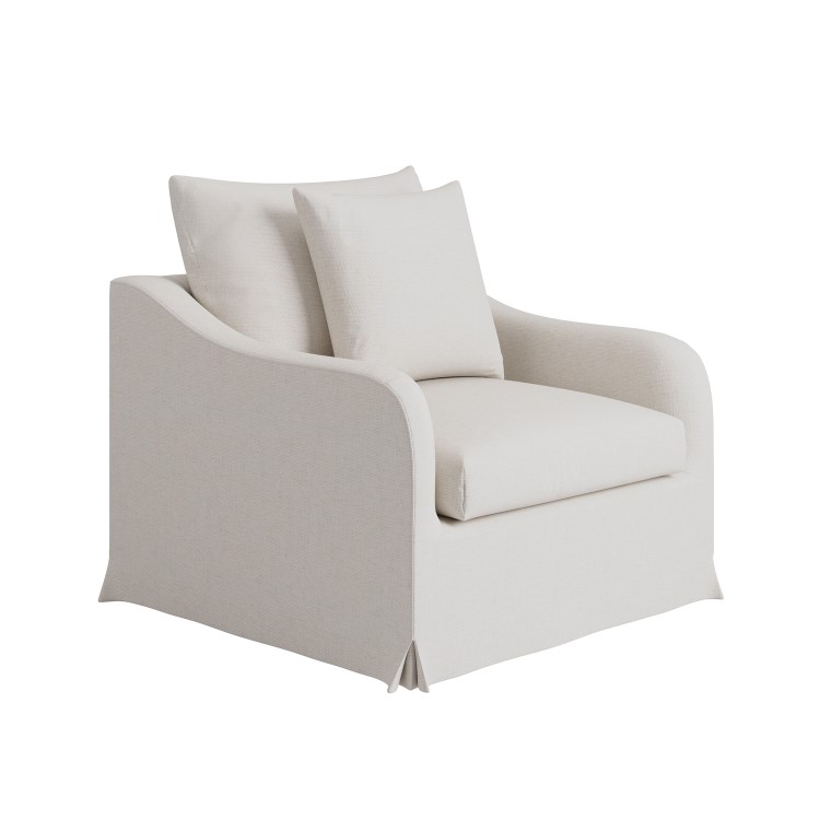 Cream Woven Fabric Slipcover Armchair - Eliza