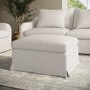 Cream Woven Fabric Slipcover Footstool - Eliza