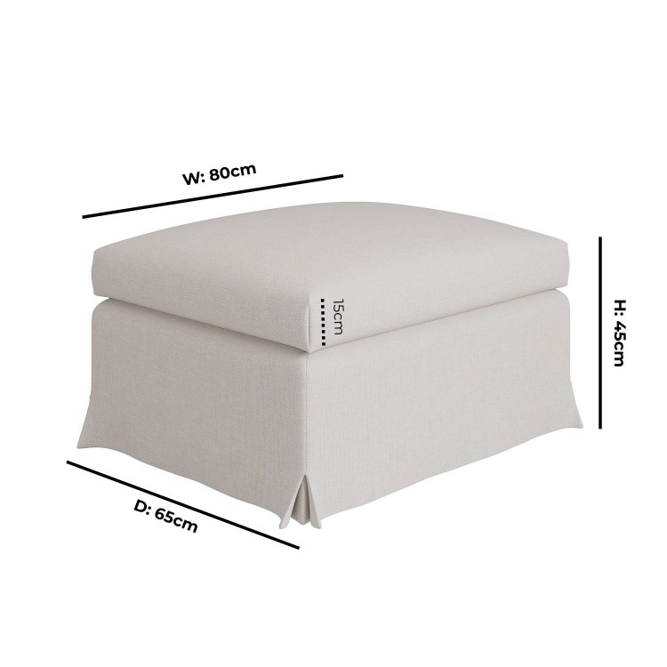 Cream Woven Fabric Slipcover Footstool - Eliza