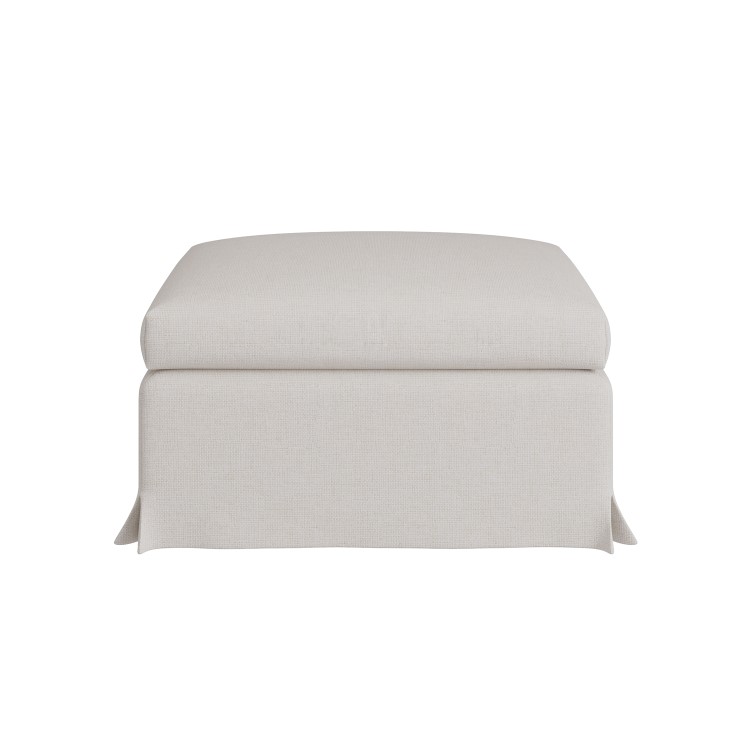 Cream Woven Fabric Slipcover Footstool - Eliza