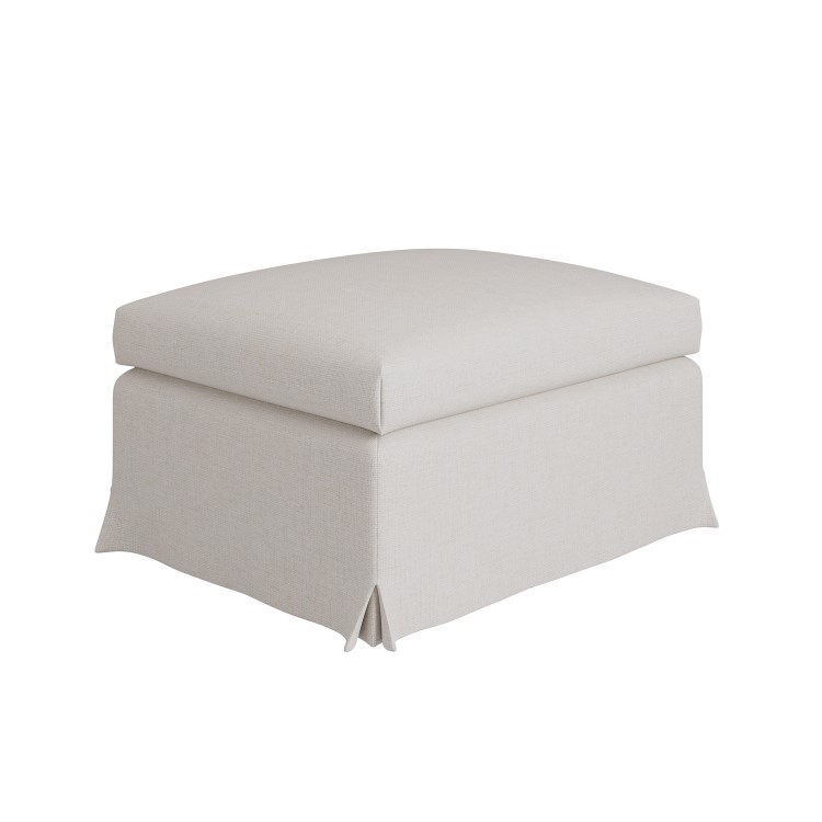 Cream Woven Fabric Slipcover Footstool - Eliza