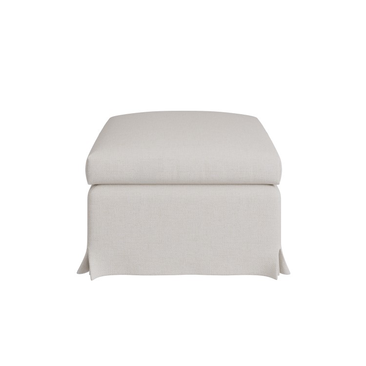 Cream Woven Fabric Slipcover Footstool - Eliza