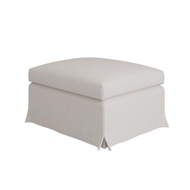 Cream Woven Fabric Slipcover Footstool - Eliza