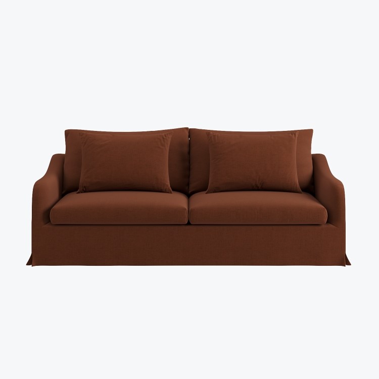 Rust Woven Fabric 3-Seater Slipcover Sofa - Eliza