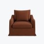Rust Woven Fabric Slipcover Armchair - Eliza