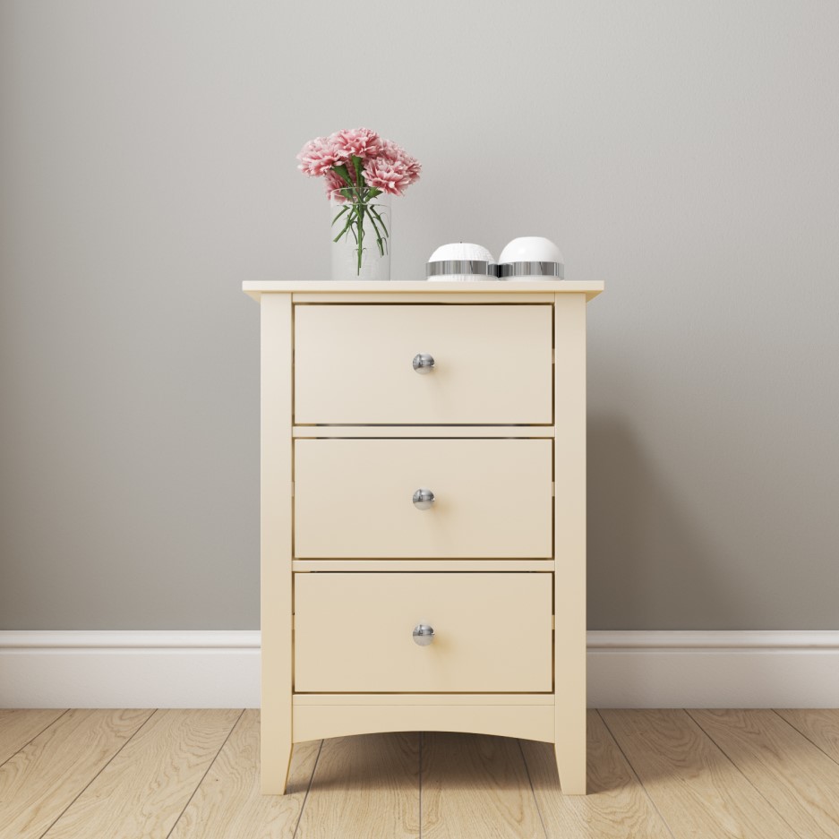 Emery 3 Drawer Bedside in Cream/Ivory BuyItDirect.ie