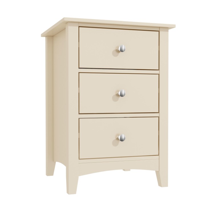 Emery 3 Drawer Bedside Cabinet in Cream/Ivory