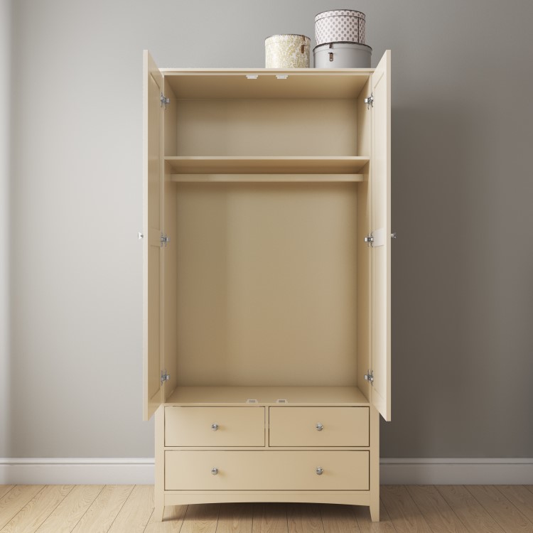 Emery 2 Door 3 Drawer Combi Wardrobe in Cream/Ivory