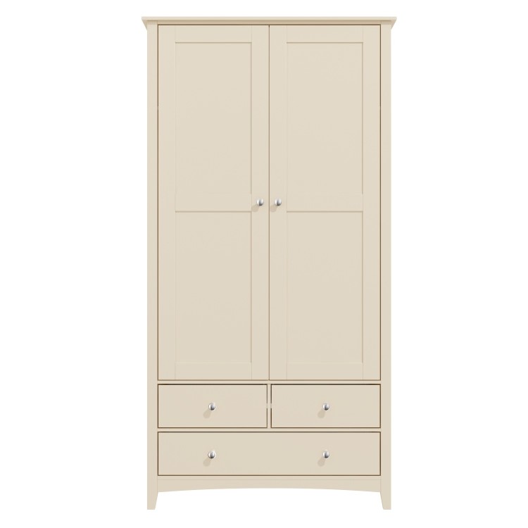 Emery 2 Door 3 Drawer Combi Wardrobe in Cream/Ivory