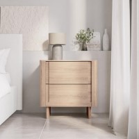 Light Wood Mid Century 2 Drawer Bedside Table  - Emile Sustainable Furniture Light Wood Mid Century 2 Drawer Bedside Table  - Emile Sustainable Furniture