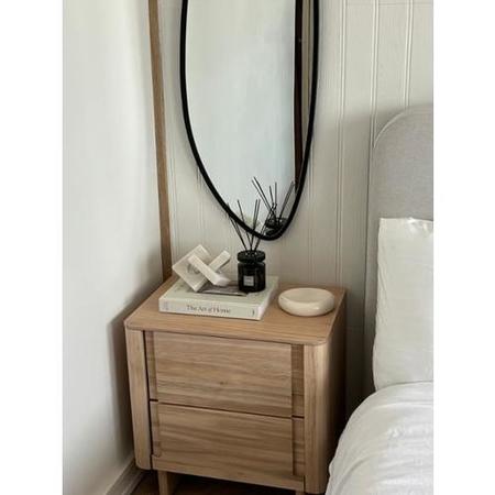 Light Wood Mid Century 2 Drawer Bedside Table - Emile Sustainable Furniture