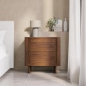 EML004 Dark Wood Mid Century 2 Drawer Bedside Table - Emile Sustainable Furniture