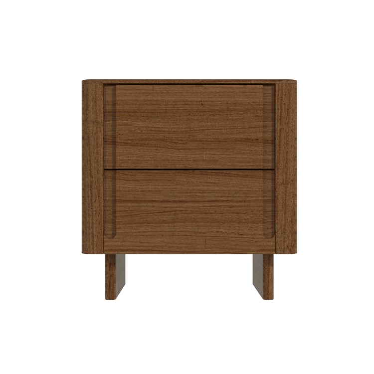Dark Wood Mid Century 2 Drawer Bedside Table - Emile Sustainable Furniture