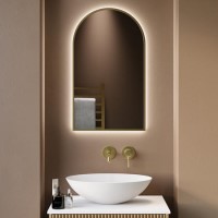 GRADE A1 - Arched Brass Backlit Heated Bathroom Mirror with Lights 500 x 800mm - Empire