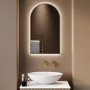 GRADE A1 - Arched Brass Backlit Heated Bathroom Mirror with Lights 500 x 800mm - Empire