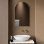 GRADE A1 - Arched Brass Backlit Heated Bathroom Mirror with Lights 500 x 800mm - Empire